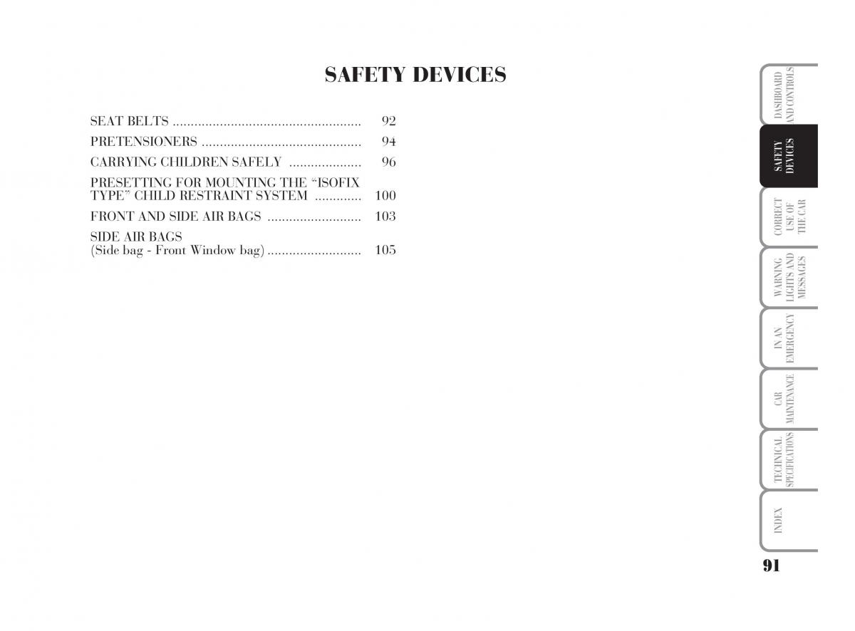 Lancia Ypsilon owners manual / page 92