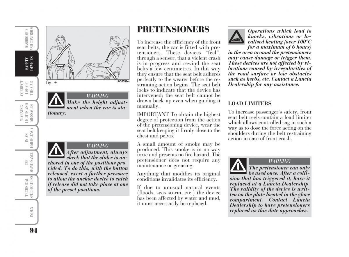 Lancia Ypsilon owners manual / page 95