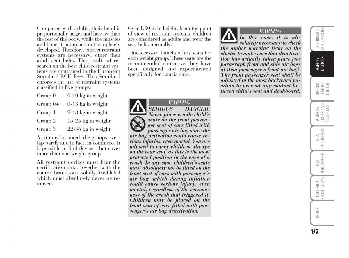 Lancia Ypsilon owners manual / page 98