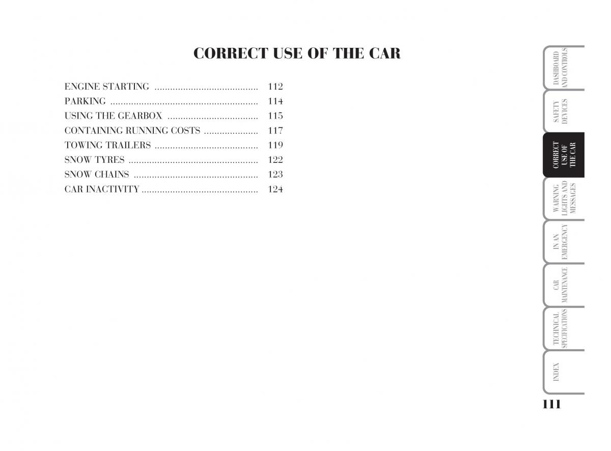 Lancia Ypsilon owners manual / page 112