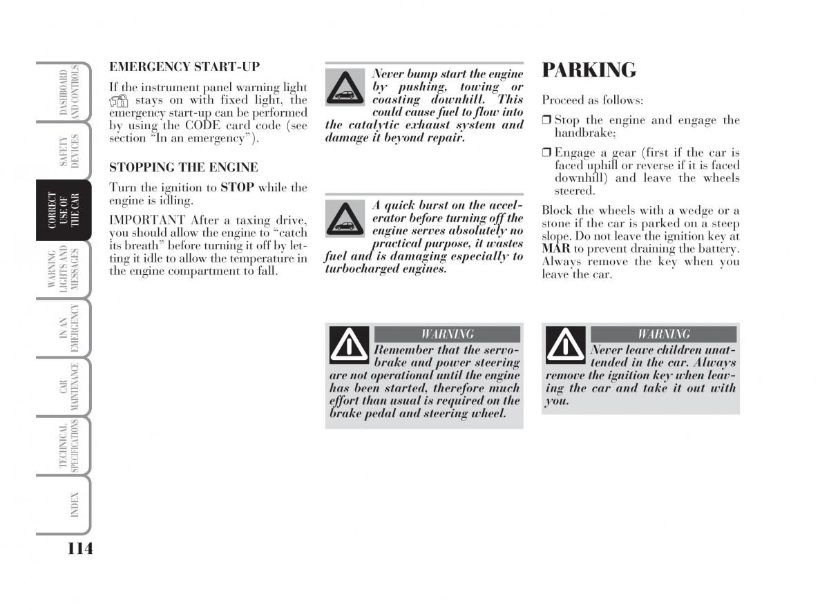 Lancia Ypsilon owners manual / page 115