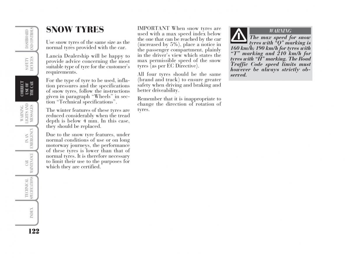 Lancia Ypsilon owners manual / page 123