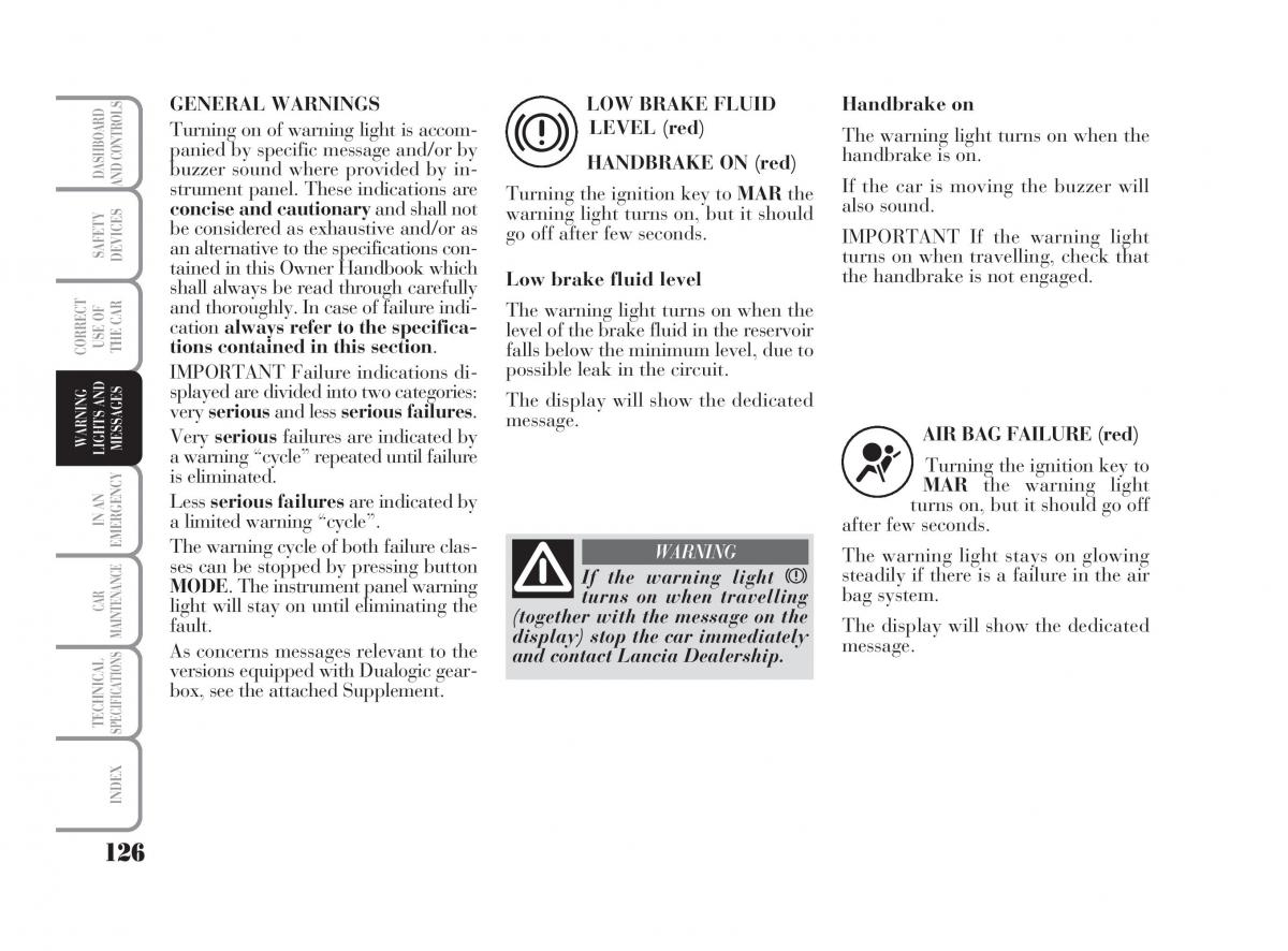 Lancia Ypsilon owners manual / page 127