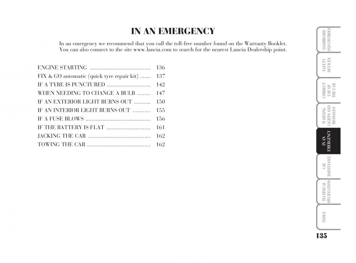 Lancia Ypsilon owners manual / page 136