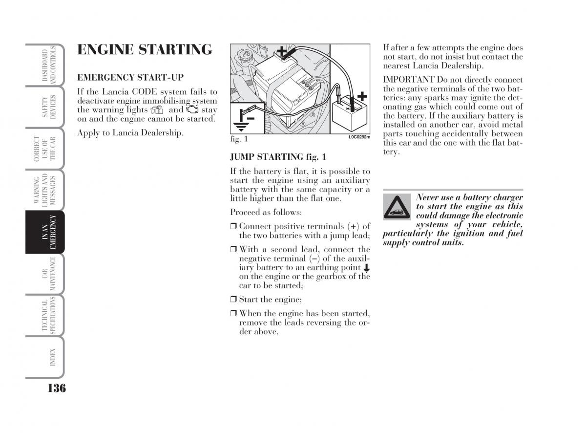 Lancia Ypsilon owners manual / page 137