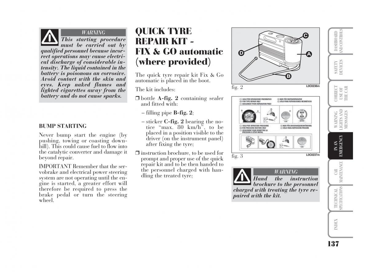 Lancia Ypsilon owners manual / page 138