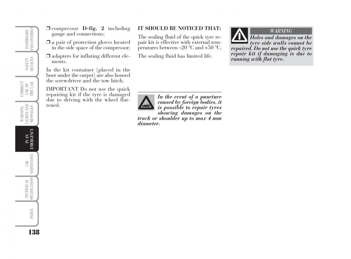 Lancia Ypsilon owners manual / page 139