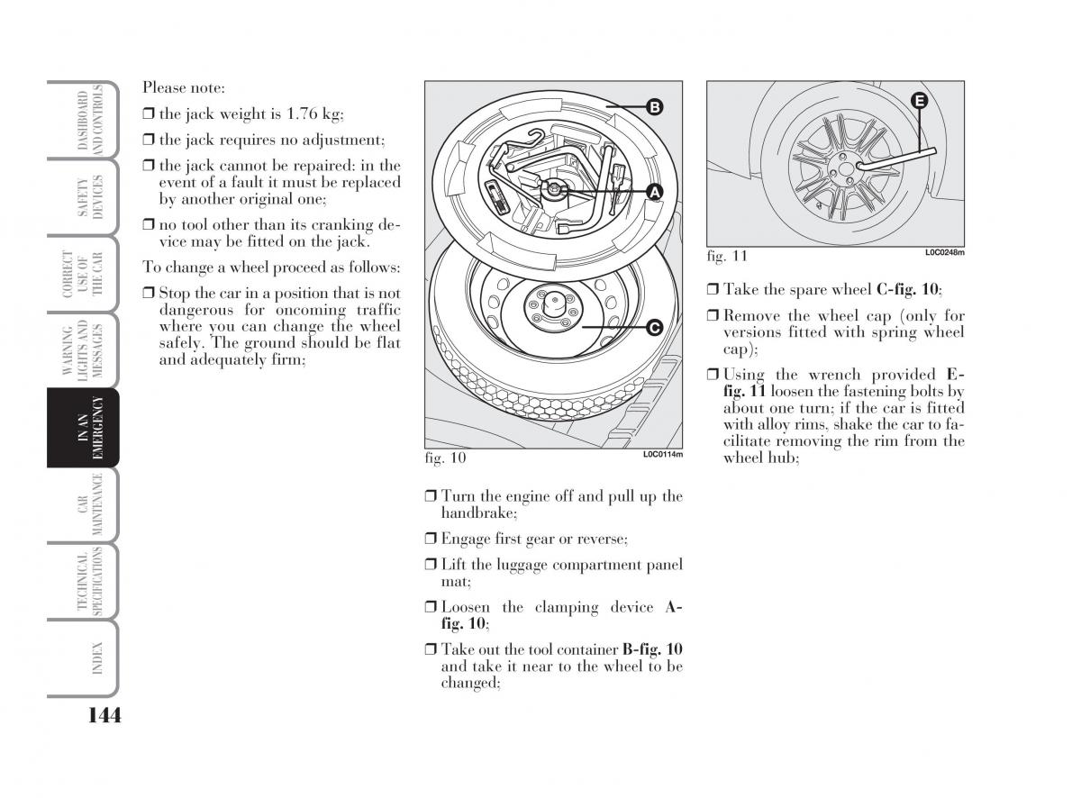 Lancia Ypsilon owners manual / page 145