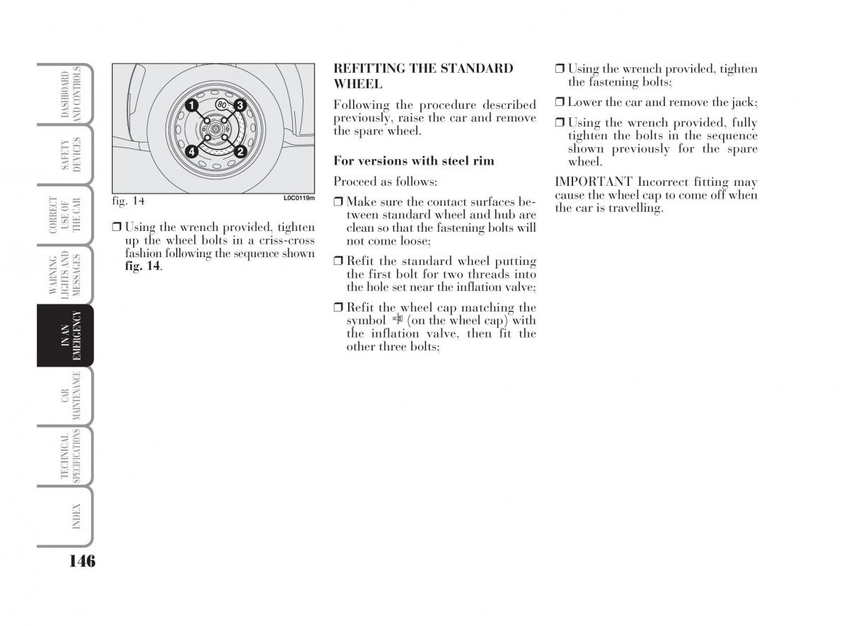 Lancia Ypsilon owners manual / page 147