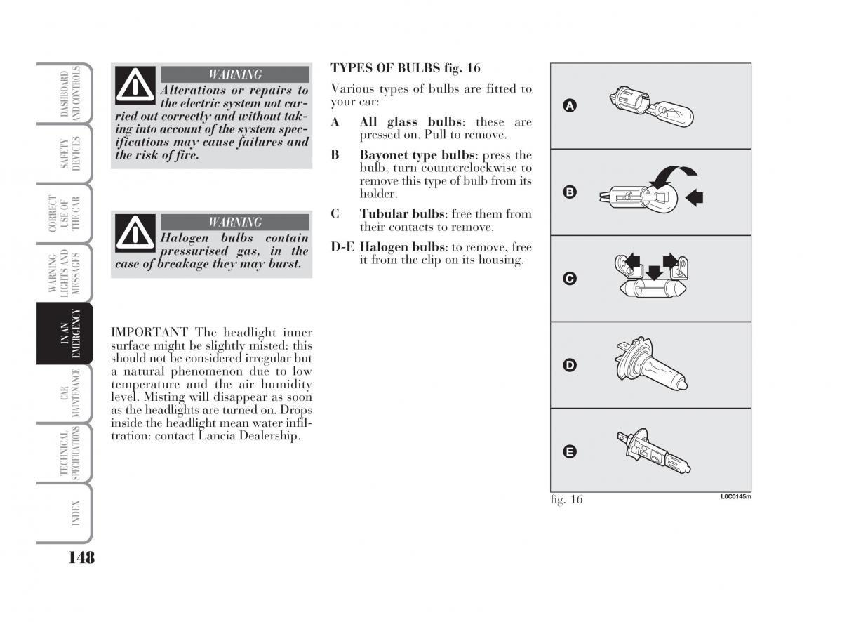 Lancia Ypsilon owners manual / page 149