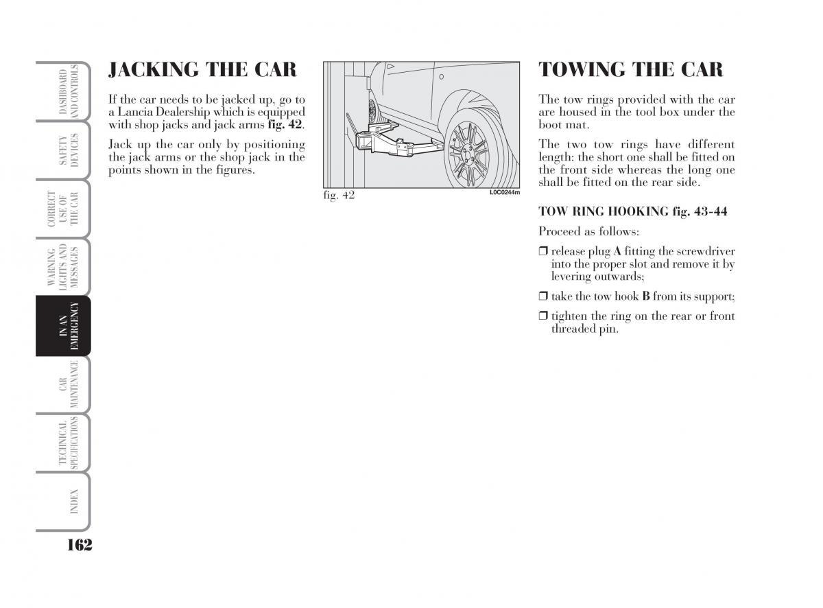 Lancia Ypsilon owners manual / page 163