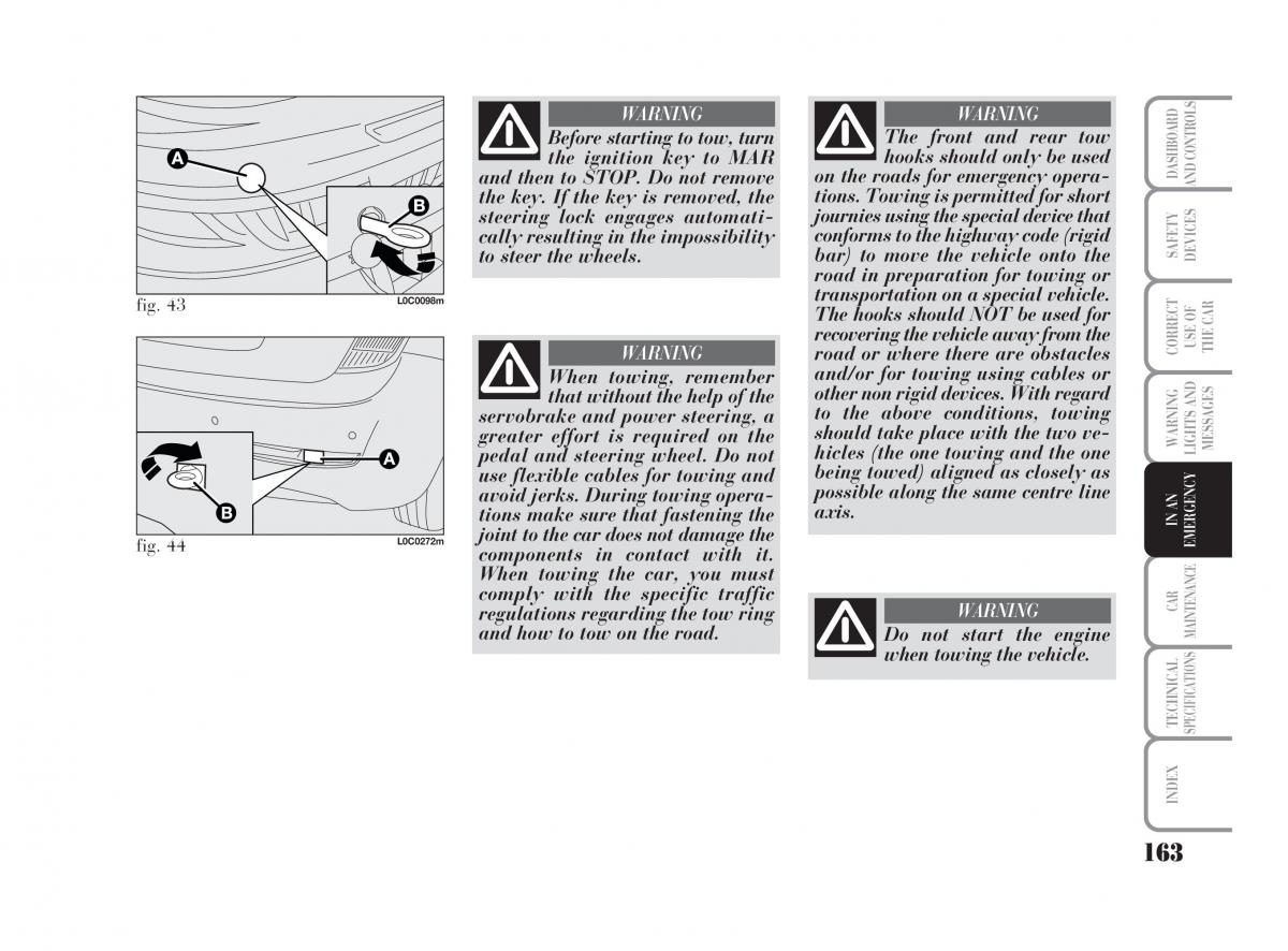 Lancia Ypsilon owners manual / page 164