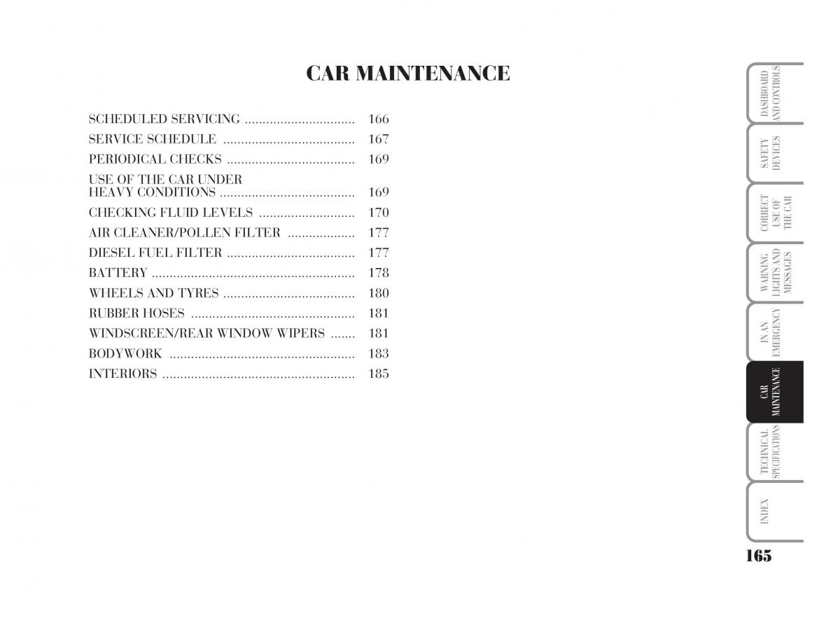 Lancia Ypsilon owners manual / page 166