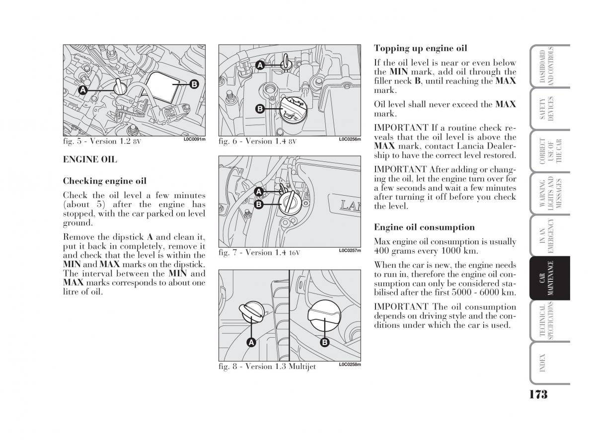 Lancia Ypsilon owners manual / page 174