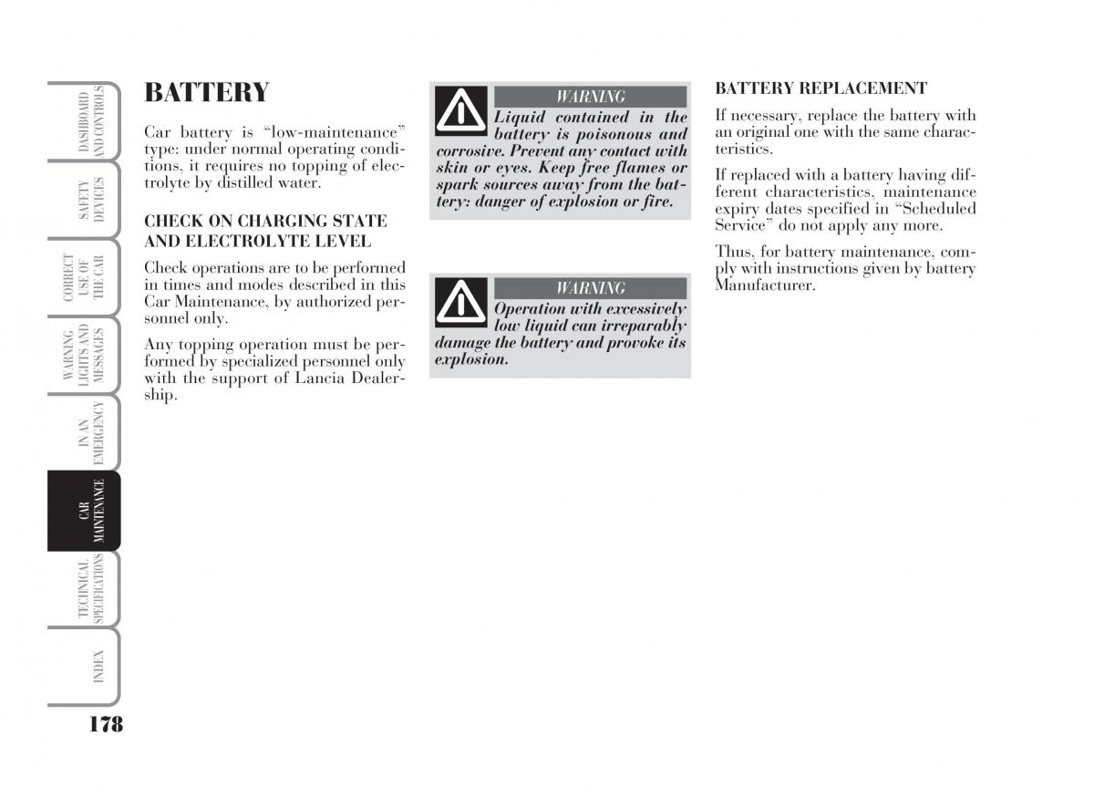 Lancia Ypsilon owners manual / page 179