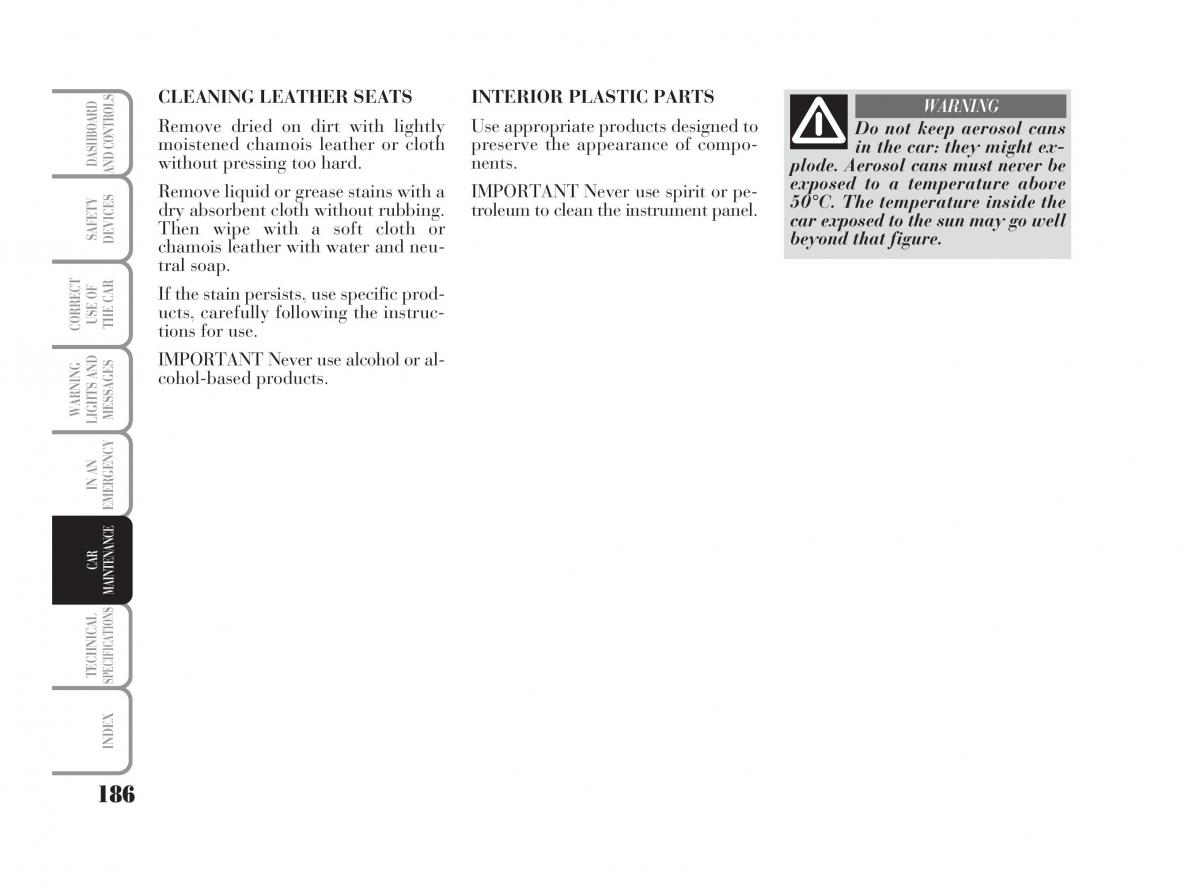 Lancia Ypsilon owners manual / page 187