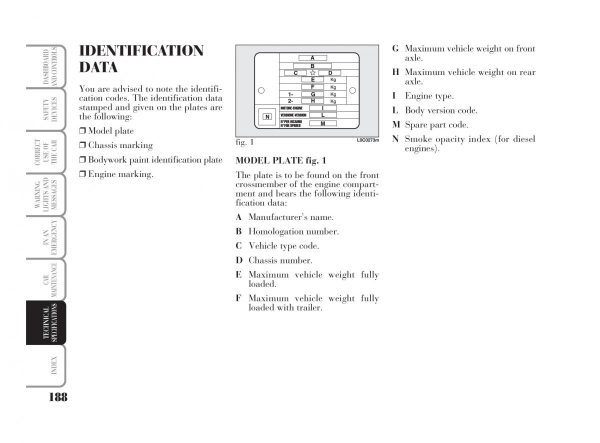 Lancia Ypsilon owners manual / page 189