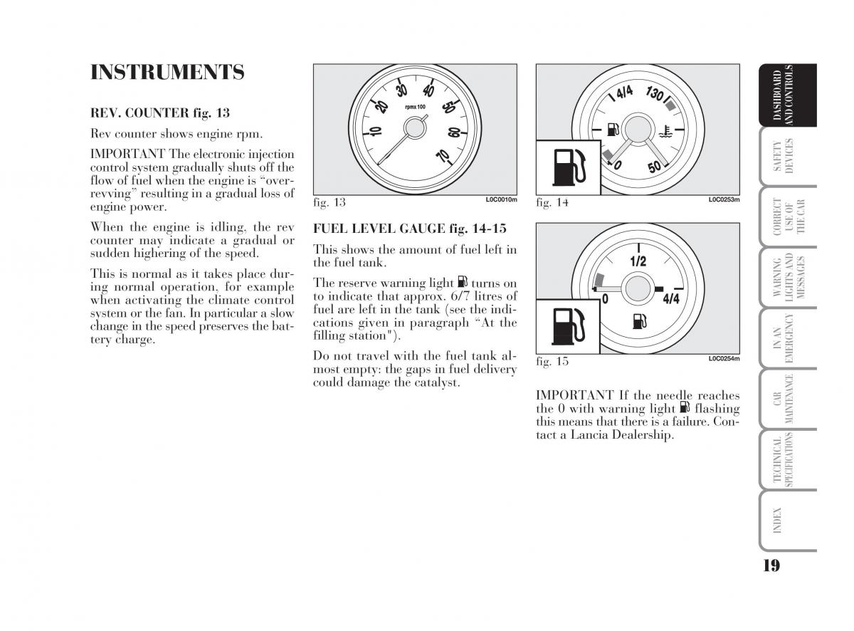 Lancia Ypsilon owners manual / page 20