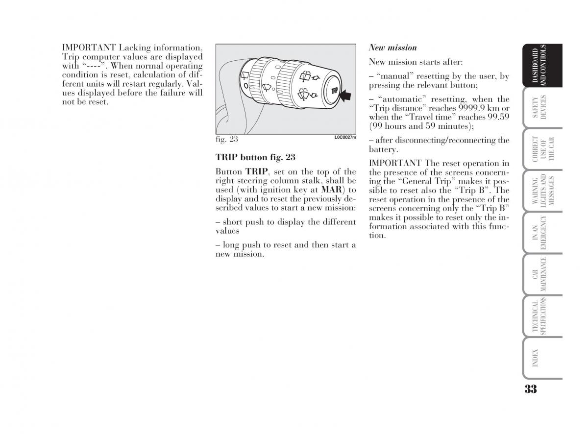 Lancia Ypsilon owners manual / page 34