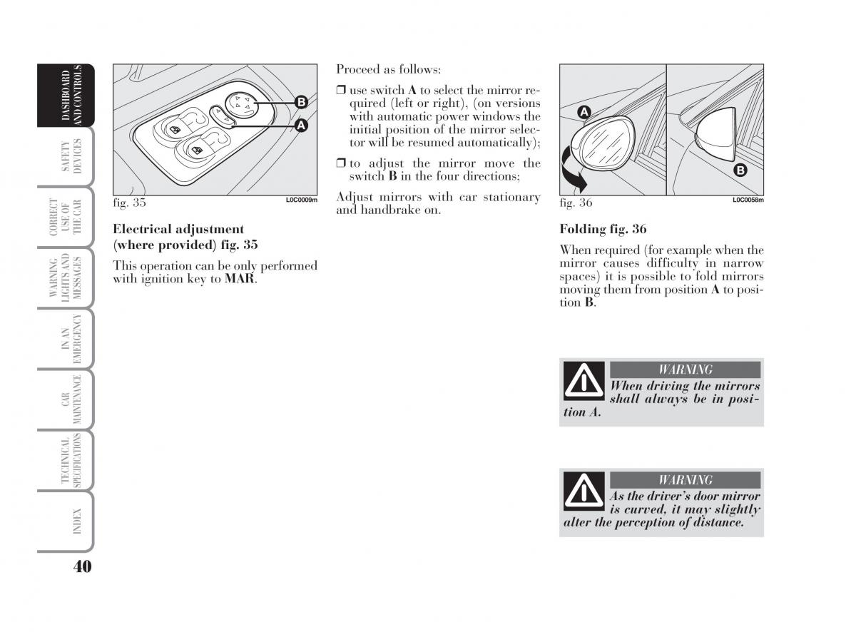 Lancia Ypsilon owners manual / page 41