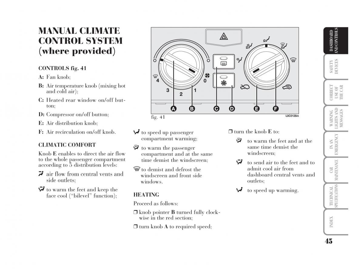 Lancia Ypsilon owners manual / page 46