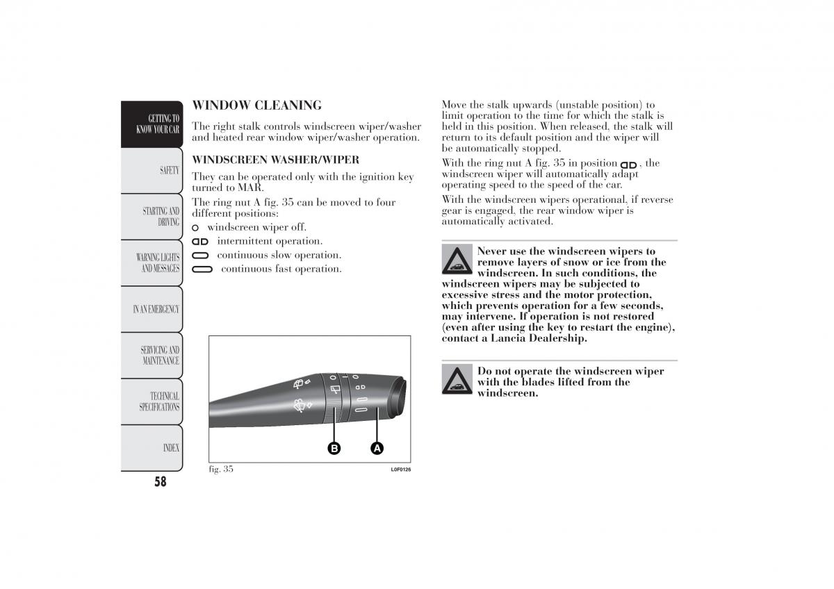 Lancia Ypsilon II 2 owners manual / page 62