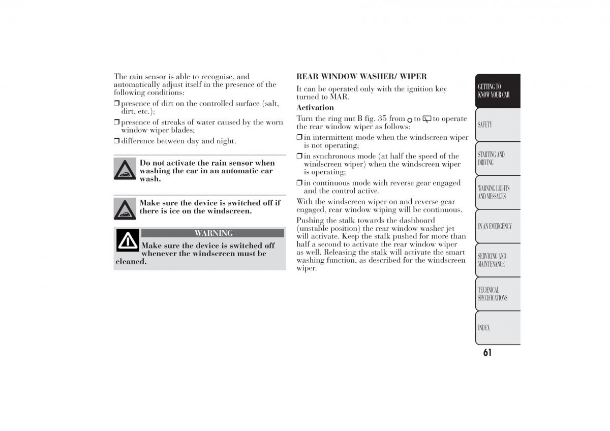 Lancia Ypsilon II 2 owners manual / page 65