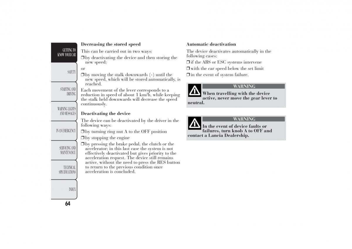 Lancia Ypsilon II 2 owners manual / page 68