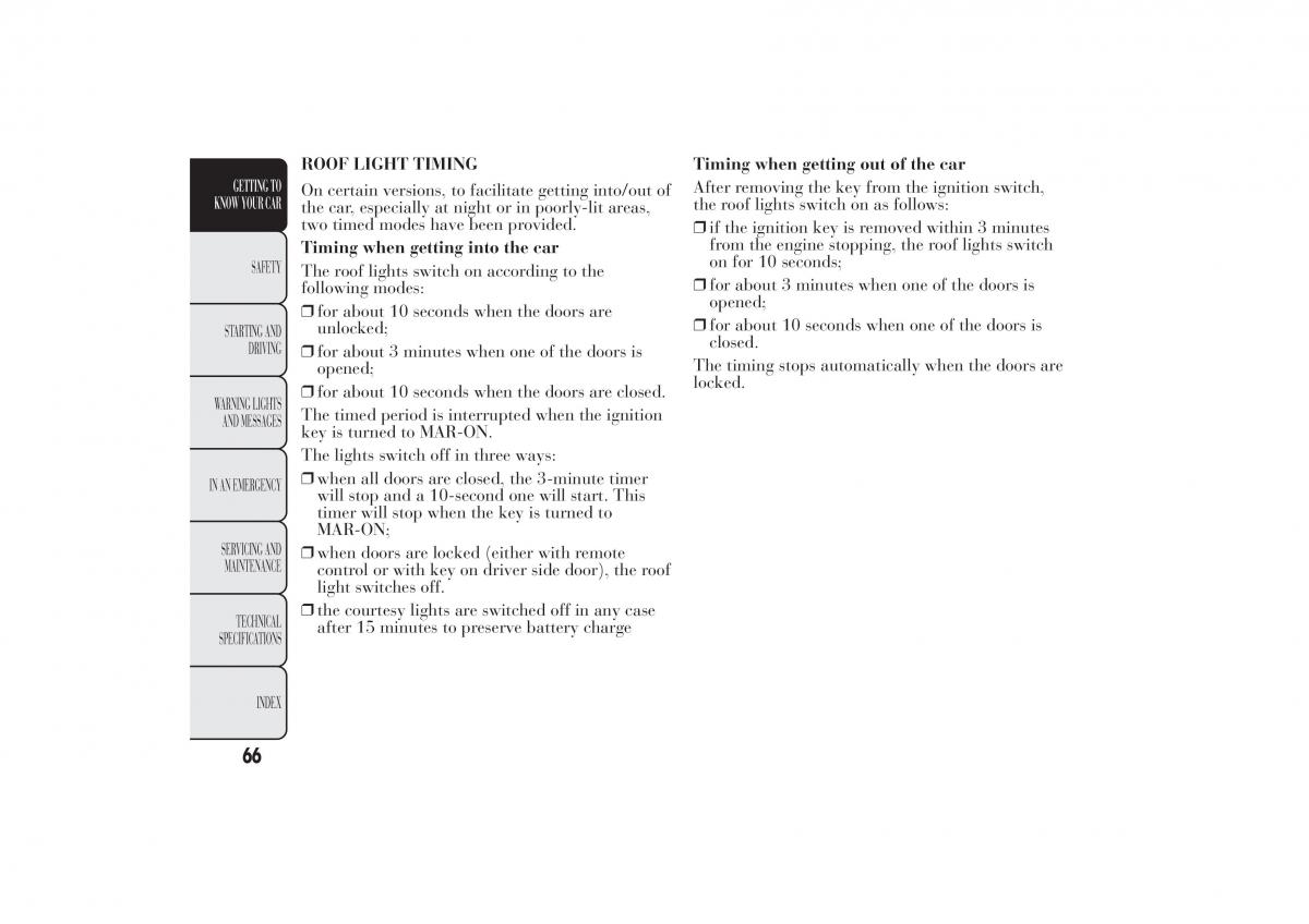 Lancia Ypsilon II 2 owners manual / page 70