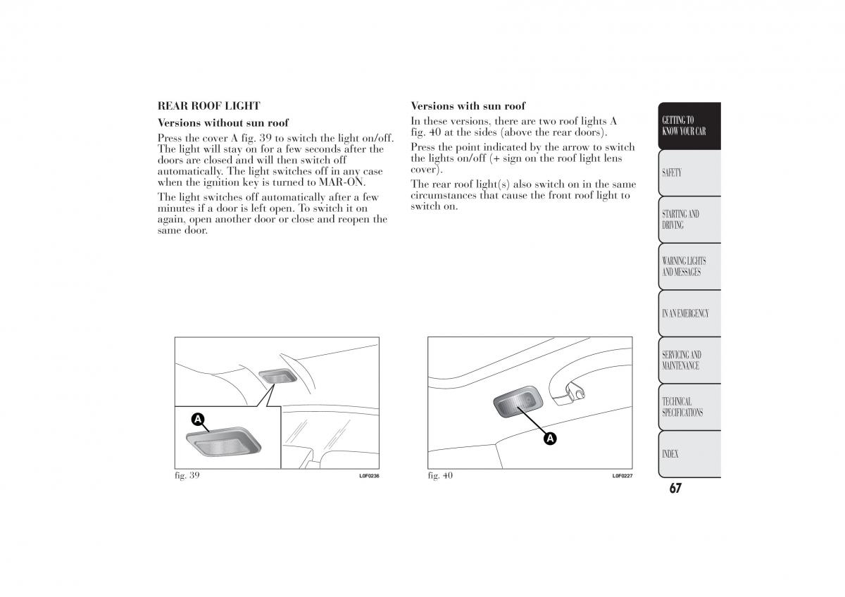 Lancia Ypsilon II 2 owners manual / page 71