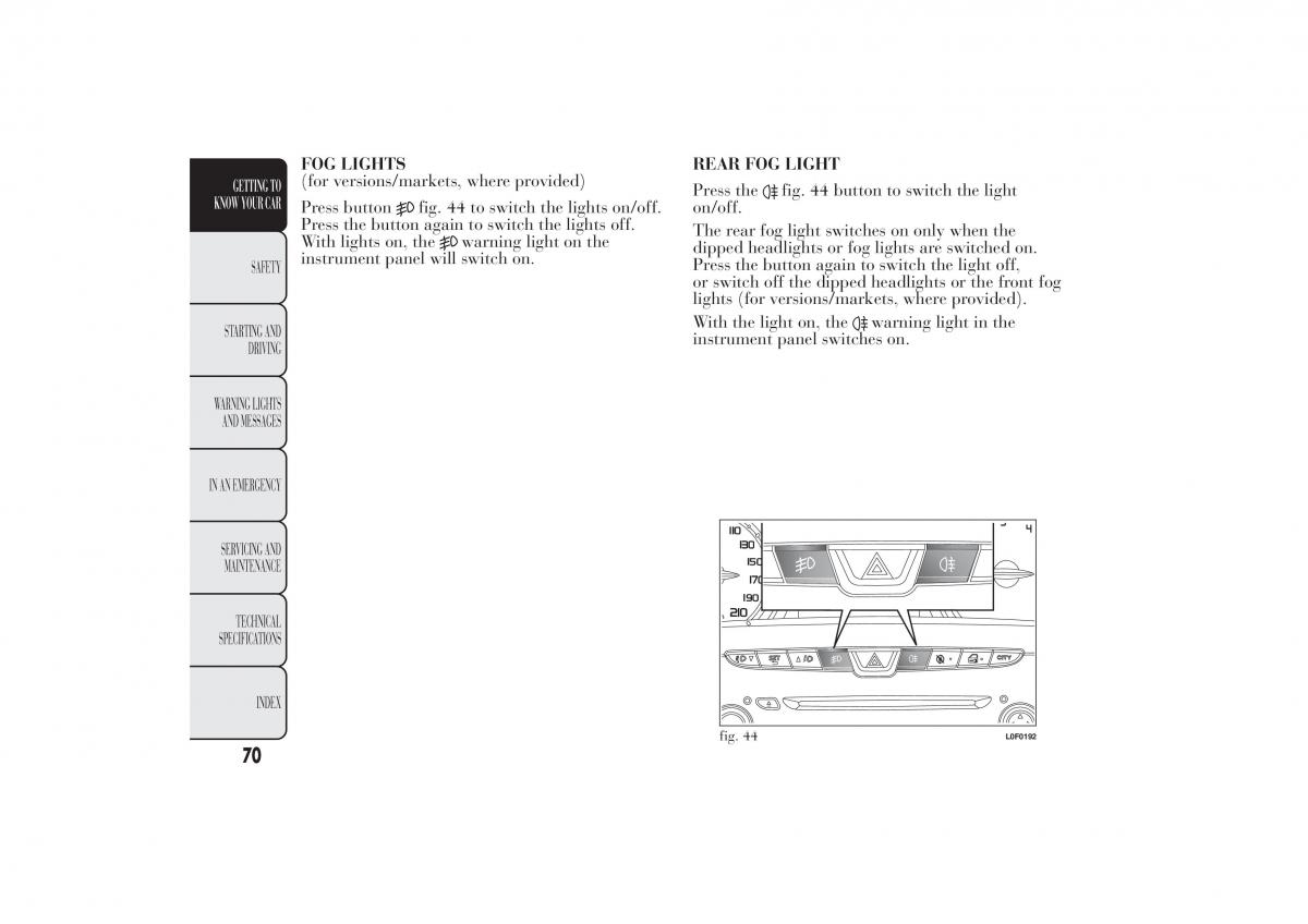 Lancia Ypsilon II 2 owners manual / page 74