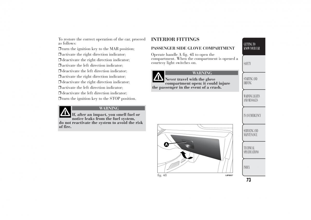 Lancia Ypsilon II 2 owners manual / page 77