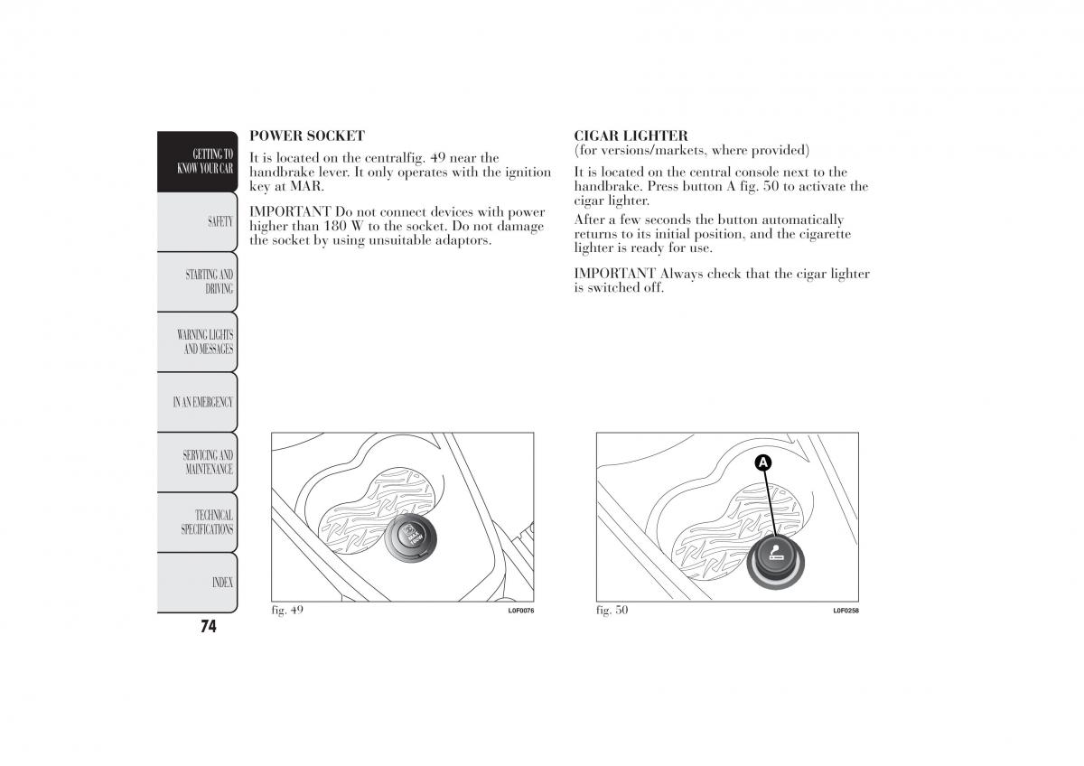 Lancia Ypsilon II 2 owners manual / page 78