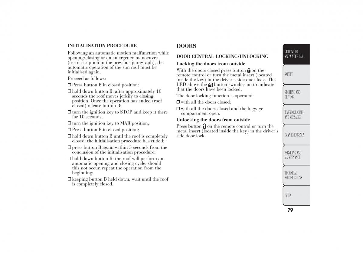 Lancia Ypsilon II 2 owners manual / page 83