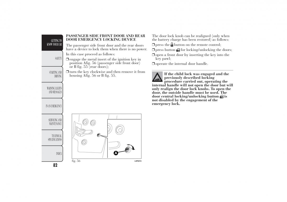 Lancia Ypsilon II 2 owners manual / page 86