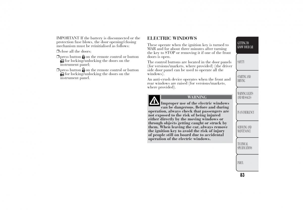 Lancia Ypsilon II 2 owners manual / page 87