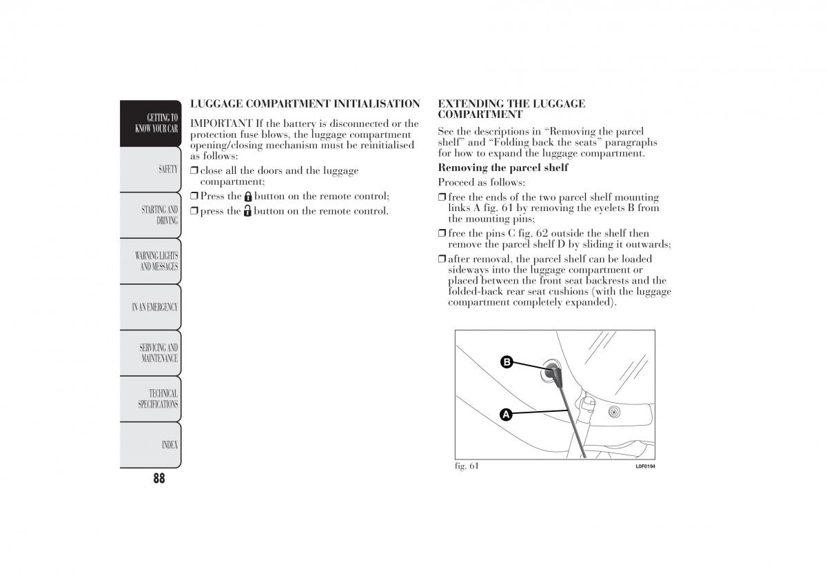 Lancia Ypsilon II 2 owners manual / page 92