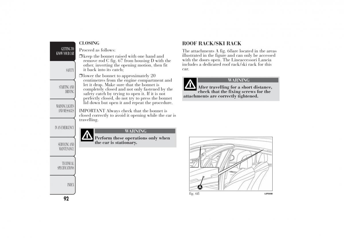 Lancia Ypsilon II 2 owners manual / page 96