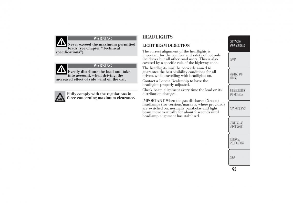 Lancia Ypsilon II 2 owners manual / page 97