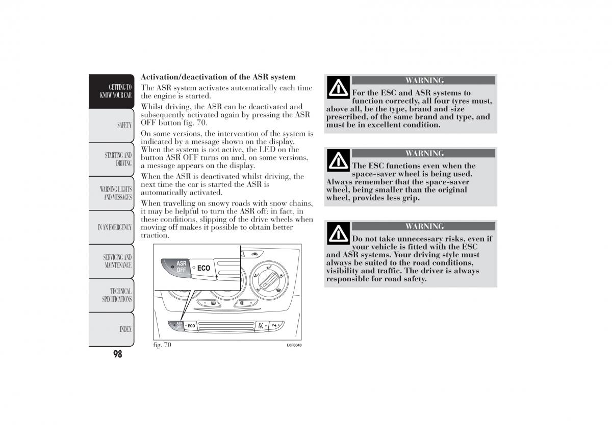 Lancia Ypsilon II 2 owners manual / page 102