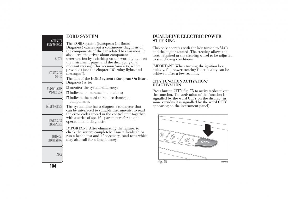 Lancia Ypsilon II 2 owners manual / page 108