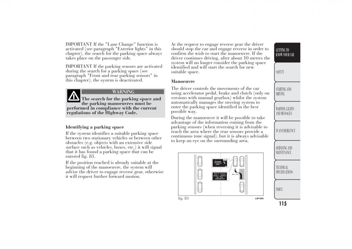 Lancia Ypsilon II 2 owners manual / page 119