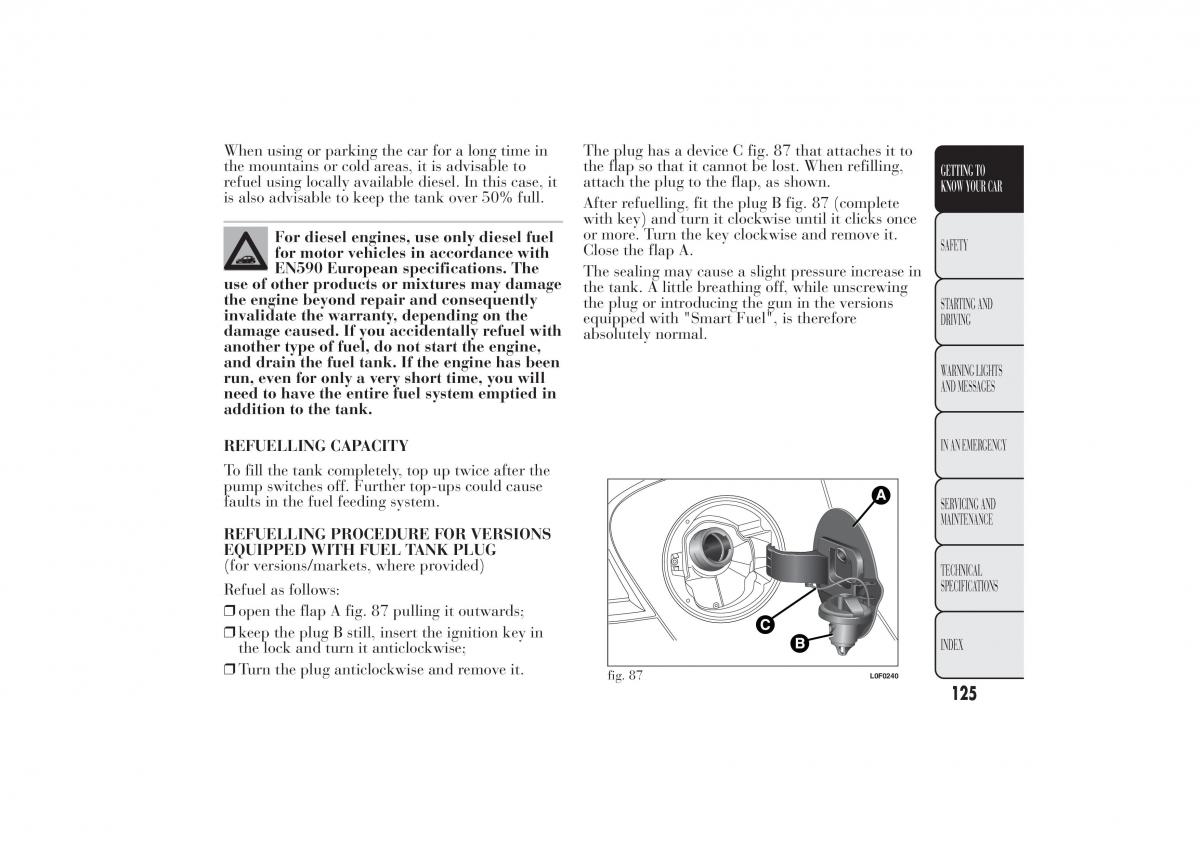 Lancia Ypsilon II 2 owners manual / page 129