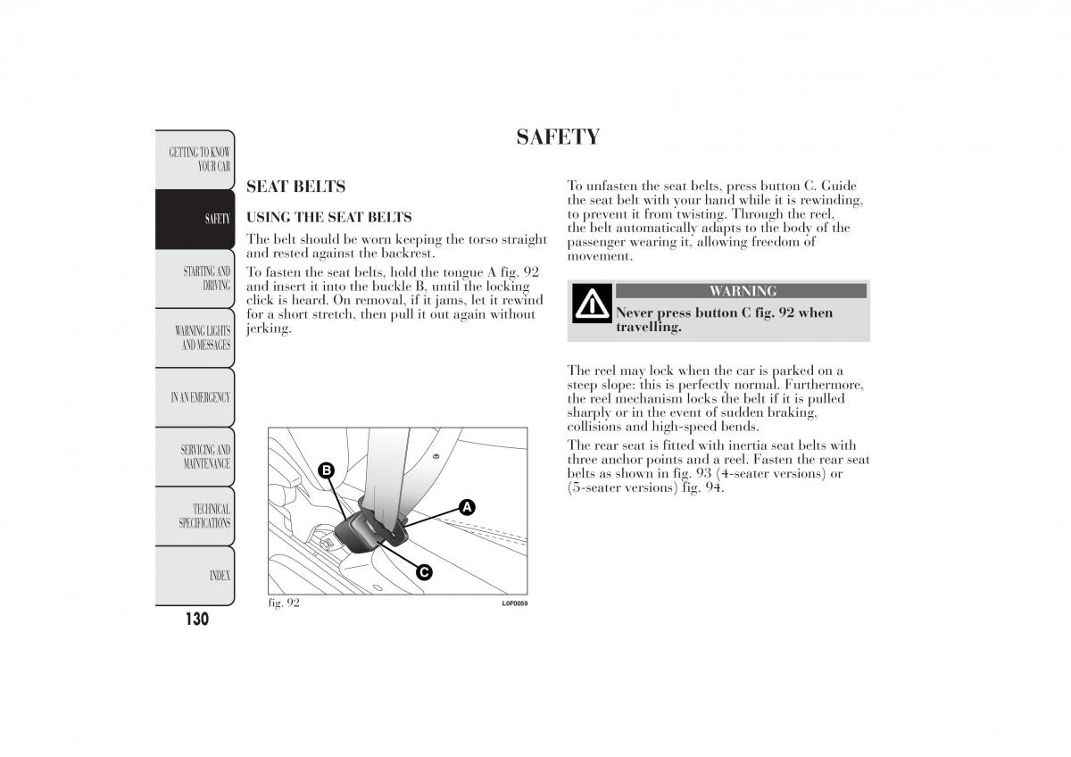 Lancia Ypsilon II 2 owners manual / page 134