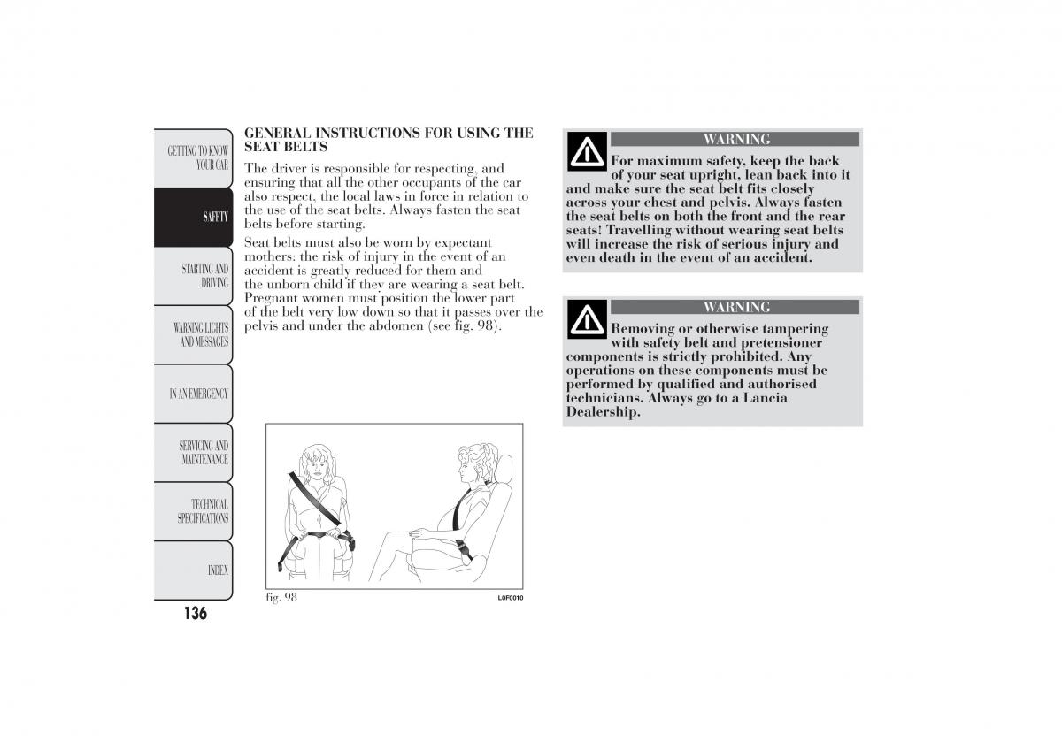 Lancia Ypsilon II 2 owners manual / page 140