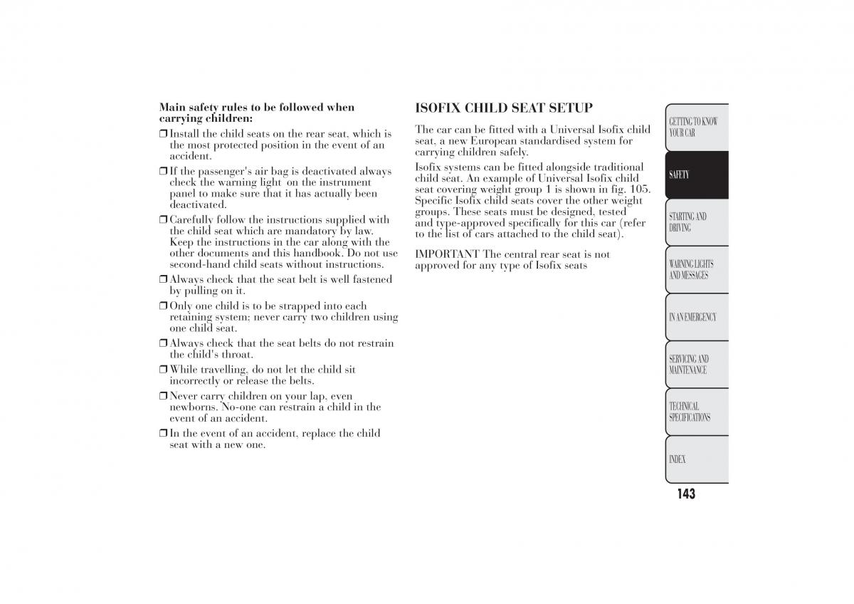 Lancia Ypsilon II 2 owners manual / page 147