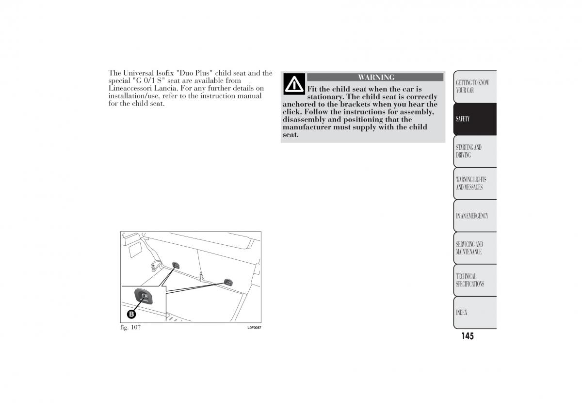 Lancia Ypsilon II 2 owners manual / page 149