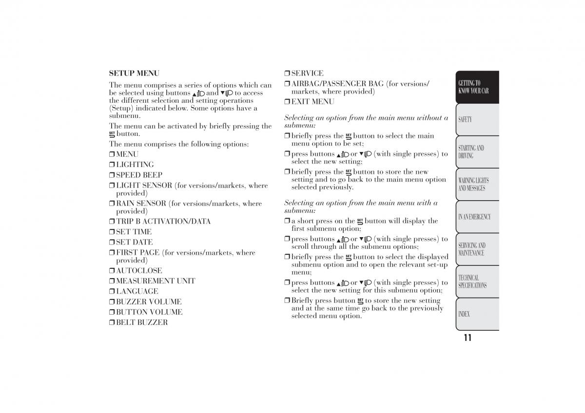 Lancia Ypsilon II 2 owners manual / page 15