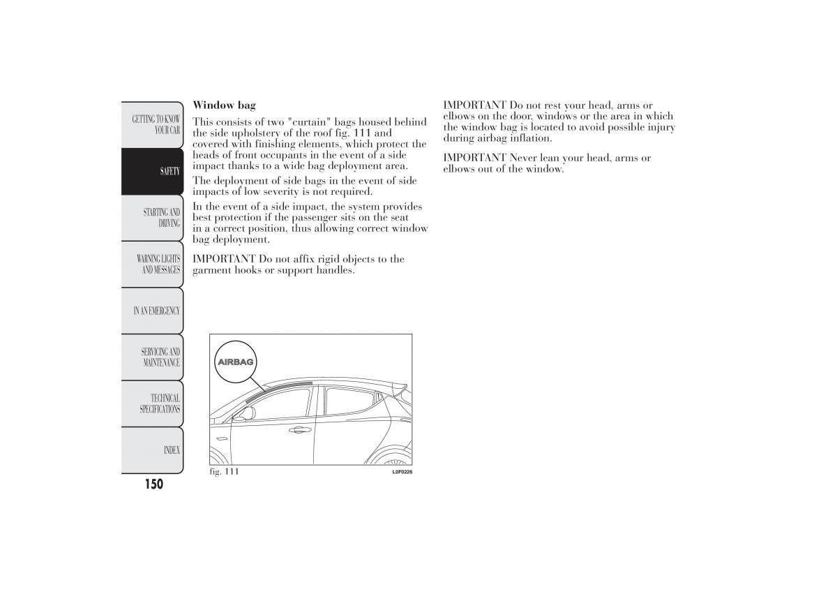 Lancia Ypsilon II 2 owners manual / page 154