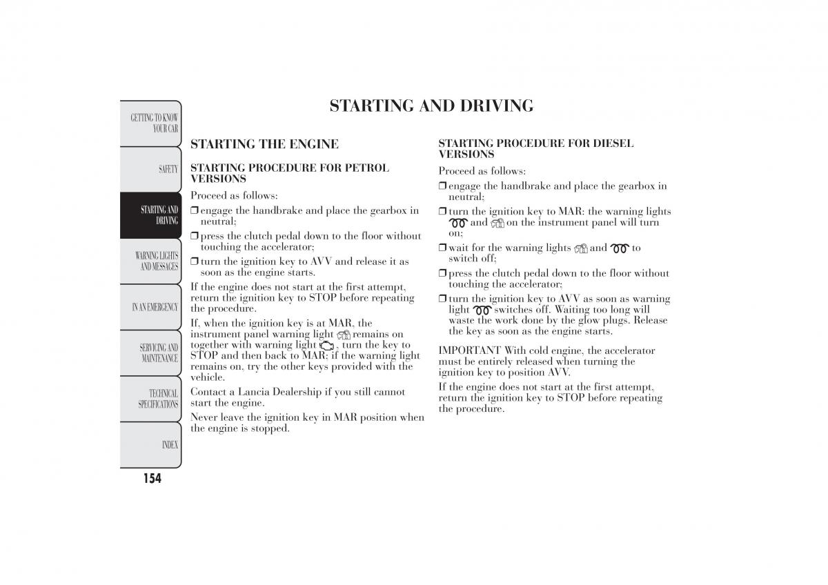 Lancia Ypsilon II 2 owners manual / page 158